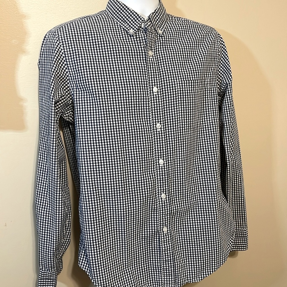 J CREW Button Down Blue/White Checkered Shirt Size Medium - Picture 5 of 9